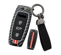 ontto Custodia per chiave auto in fibra di carbonio e metallo per Audi A3 8Y 2021 A3 Hybrid 2023 A6 C8 2019 Q7 Q8 S3 Sportback A8 E-Tron 2024 Cover per chiave Portachiavi 3 pulsanti Accessori