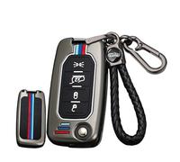 ontto Custodia per chiave auto in lega di zinco Adatta per Jeep Renegade per Dodge Compass Cherokee per Fiat 500X Flip Key Shell Holder borsa portachiavi protezione accessori 4 pulsanti Nero