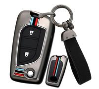 ontto Custodia per chiave auto, in metallo, adatta per Toyota Aygo Yaris Scion Highlander Camry RAV4 per Peugeot 108 per Citroen C1 portachiavi 2 tasti nero