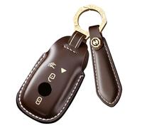 ontto Custodia per chiave auto, in pelle bovina, con telecomando, adatta per Mercedes A B C E G S LA CLS GLA GLC GLE GLK S65 AMG E63, portachiavi a 4 tasti, marrone