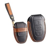 ontto Custodia per chiave auto, in pelle, per portachiavi, adatta per Peugeot e208 208 3008 308 SW GT 5008 2008 Citroen C4 C5 Berlingo Keyless a 3 tasti, accessorio nero