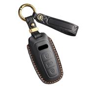 ontto Custodia per chiave auto, portachiavi adatta per Audi A3 Sportback A6 A7 A8 E-Tron SQ7 SQ8 Q7 Q8 S3 S8 2020-2024 custodia portachiavi in vera pelle 3 tasti nero