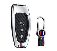 ontto Custodia per chiave in fibra di carbonio, guscio esterno in metallo, interno in silicone, adatto per portachiavi Hyundai, Solaris, Sonata, Hybrid Nexo NX4, New Grand Santa Fe Tucson 2020 2021