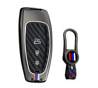 ontto Custodia per chiave in fibra di carbonio, guscio esterno in metallo, interno in silicone, adatto per portachiavi Hyundai, Solaris, Sonata, Hybrid Nexo NX4, New Grand Santa Fe Tucson 2020 2021