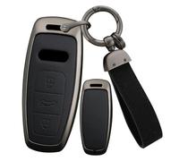 ontto Custodia per Chiavi Auto Adatta per Audi A6 A6L A7 A8 A8L A3 E-Tron 55 Q7 Q8 SQ7 SQ8 RS7 RS8 2019-2023 Custodia Protettiva in Pelle in Lega di Zinco Portachiavi con 3 Pulsanti Accessori-B Nero