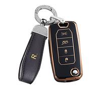 ontto Custodia Pieghevole per Chiave dell'auto, Adatta per Jeep Renegade Compas 2016-2020, in TPU, Custodia Portachiavi, Custodia per Chiavi, 4 Tasti, Accessorio C, Colore Nero