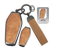 ontto Custodia portachiavi in metallo adatta per BYD Atto 2 Atto 3 Seal U DMI Dolphin Han Tang Yuan Song Qin Custodia protettiva per chiave auto, con telecomando, in pelle, con portachiavi, marrone