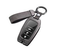 ontto Custodia protettiva in pelle per chiave auto, adatta per oyota RAV4 Land Cruiser 200 Yaris 4 GR Aygo X 86 Corolla Cross Auris Vios Prius Camry CHR, custodia portachiavi in metallo, 3 tasti