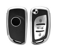 ontto Guscio Cover per Chiave Telecomando Auto per Citroen C2 C3 C4 C5 C4L DS3 DS4 DS5 DS6 Peugeot 107 207 307 Coprichiave in TPU Custodia Protettivo Portachiavi 3 Tasti-Argento