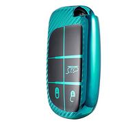 ontto Guscio Cover per Chiave Telecomando Auto per Jeep Renegade Compass Grand Cherokee Chrysler 300C Dodge Dart Fiat 500X Coprichiave in TPU Custodia Protettivo Portachiavi 3 Tasti-Verde