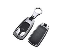 ontto Guscio Cover per Chiave Telecomando per Audi A3 A4 B9 A5 F5 S5 A6 A7 C8 A8 D5 Q2 Q5 Q7 S8 TT TTS R8 2017-2020 Coprichiave in Lega di Zinco e Pelle Custodia Protettivo Portachiavi-Argento Nero