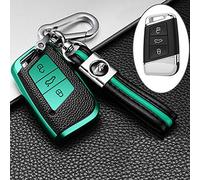 ontto Guscio Cover Protettiva per Chiave Telecomando Auto VW Magotan Passat B8 CC Golf 7 Tiguan MK2 Jetta Skoda Superb A7 Kodiaq in TPU Custodia Protettivo Coprichiave Portachiavi 3 Tasti-Verde