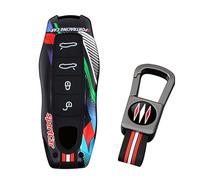 ontto Guscio portachiavi a 4 pulsanti adatto per Porsche Macan Cayenne Panamera 970 Carrera Macan 718 Boxster Cayman dal 2012 in poi, portachiavi luminoso in stile Sportracing dipinto con portachiavi