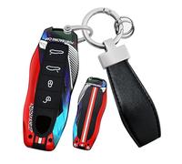 ontto Guscio portachiavi compatibile con Porsche Macan Cayenne Panamera 970 Carrera Macan 718 Boxster Cayman dal 2012 in poi, cover per chiave auto luminosa solida e resistente, modello A-4 pulsanti