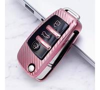 ontto Portachiavi Cover Case Holder Carbon Texture Keycase per Audi Flip, Rosa, Medium