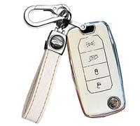 ontto TPU Car key fob cover Fit for Jeep Renegade for Dodge Compass Cherokee per Fiat 500X Flip chiave caso Smart Key Shell Holder borsa portachiavi accessori protettivi 4 pulsanti Bianco B