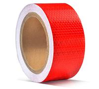 ONTWIE 5cm X 10m Nastro Riflettente, Nastro Adesivo Catarifrangente Riflettente rifrangente Segnalazione cartelli Strada cancelli Camion mezzi Veicoli riflette Luce - Rosso