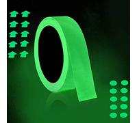 ONTWIE Nastro Luminoso, Nastro di Sicurezza Nastro Fluorescente Bagliore Nel Nastro Scuro 2,5 cm x 10 m Adesivi Fotoluminescenti Impermeabile Autoadesivi Rimovibili Nastro Luminoso Fai Da Te