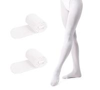 ONTYZZ Balletto Collant Ragazze e Donne Footed Stretch Collant per Danza 90 DEN Bambini Collant Ultra Stretch Microfibra 2 Paia Bianco/S