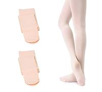 ONTYZZ Collant da balletto per ragazze e donne Footed Stretch Collant per danza 90 DEN Bambini Collant Ultra Stretch Microfibra 2 paia Rosa salmone S