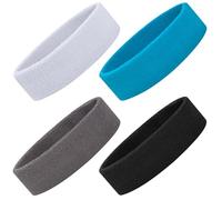 ONUPGO Confezione da 4 fasce per il sudore sportive per uomini e donne, fascia per il sudore in spugna di cotone, per tennis, basket, calcio, palestra, allenamento, elasticità traspirante