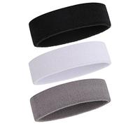 ONUPGO - Fascia per il sudore per uomini e donne - 3 pezzi, fasce sportive, assorbe il sudore, in cotone atletico in spugna traspirante, fascia assorbente per la testa 3 Nero/Grigio/Bianco