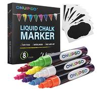 ONUPGO Pennarelli per gesso liquidi, confezione da 8 penne cancellabili per lavagna con 16 etichette per lavagna, colori vivaci, pittura e disegno, arte della finestra e della tavola per bistrot