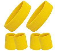 ONUPGO Set di fasce per il sudore, fascia sportiva (6 pezzi), fasce per il sudore, fascia per il polso, fascia per il sudore, assorbe l'umidità, assorbe il sudore (giallo)