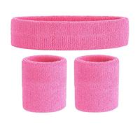 Onupgo - Set di fasce tergisudore (3 pezzi) con fascia per la testa e fasce da polso a righe, in spugna, per esercizi fisici, atletica, pallacanestro, assorbono il sudore ed eliminano l'umidità