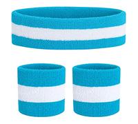 ONUPGO Set di fascia da polso (3 pezzi) Sport Fascia da polso a righe Sweatband Tessuto spugna Polso Athletic Esercizio Pallacanestro Polso Fascia e Fasce Umidità Stoffa Head Band Assorbente