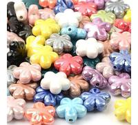 ONURTH 12/18mm 30PCS Placcatura di Colore Fiori di pruno Perline di Porcellana Perline di Ceramica per la Produzione di Gioielli Collane Bracciale Perline sciolte Creazione Artigianale