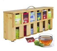 ONVAYA® - Scatola da tè in legno con 6 scomparti per contenere circa 200 bustine di tè, contenitore e organizzatore per bustine di tè, in bambù