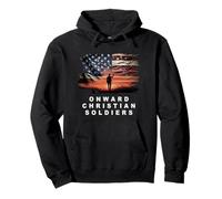 Onward Christian Soldiers - Faith Vintage Flag USA Graphic Felpa con Cappuccio