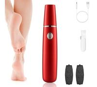 Onwddarefy Electric Feet Callus Remover, Onwddarefy Electric Foot Polisher, 360 Rotation Callus Remover for Feet, Washable and USB Rechargeable, 3 Speeds Adjustable (Red)