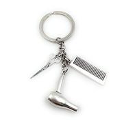 Onwomania - "Forbici pettine asciugacapelli Portachiavi - portafortuna in metallo ideale come regalo ad es. per la migliore amica, la migliore amica, la mamma - per uomini, donne e bambini