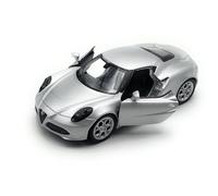 Onwomania Modellino di auto compatibile con auto sportiva 4c 1:34-39 veicolo in miniatura argento