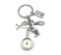 Onwomania - padella uovo al tegamino - Portachiavi in legno fatto a mano, ad esempio per il migliore amico, la migliore amica, la mamma - per uomini, donne e bambini