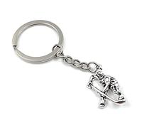Onwomania Portachiavi in metallo portafortuna per giocatore di hockey in alluminio, ideale come regalo, argento, Taglia unica