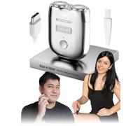 Onyx Shaver Mini rasoio elettrico rotativo a doppia testa per uomo Rasoio da viaggio portatile USB C Ricaricabile Uso bagnato o asciutto Rasoi elettrici leggeri tascabili da uomo a due velocità Testa