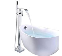 Onyzpily Miscelatore per vasca da bagno cromato, per doccia a pavimento, maniglia unica a 360°, ABS, freddo e caldo