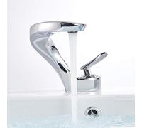Onyzpily Rubinetto monocomando per lavabo con miscelatore in ottone, rubinetto per bagno, miscelatore per lavabo, cromato, rubinetto per lavabo con risparmio idrico, miscelatore per lavabo, freddo e