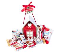 Onza Cioccolatini natalizi Kinder Bueno. Calza Befana di Natale con un assortimento di cioccolatini originali Kinder Bueno, Kinder Schokobons, Kinder Happy Hippo, Kinder Cioccolato.