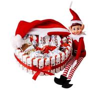 Onza Elfo Dispettoso Natale Calza Befana Kinder - Box Kinder Natale 2025: Cioccolatini Kinder Bueno, Happy Hippo, Cioccolato Mini - Cesto Natalizio Regalo Uomo Donna