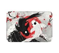 OOAHJEID Tappeto Bagno Carino Koi Fish Yin Yang Porta d'ingresso Tappetini da ingresso per interni Giapponese Sakura Floreale Bagno Cucina Zerbino Tappeto da garage