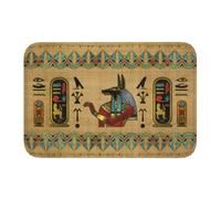 OOAHJEID Tappeto Bagno Zerbino con ornamento egiziano Anubi su papiro, zerbino etnico antico Egitto, geroglifici, tappeto da cucina, tappeto da bagno