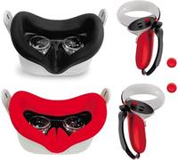OOAVR Set di 2 coperture per controller VR, accessori per Oculus Quest, 2 pezzi, in silicone, per VR, coperture per levette VR (colore rosso, set da 4 pezzi)