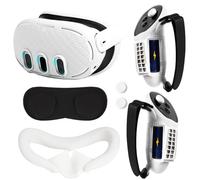 OOAVR Set di accessori protettivi per cuffie VR per Meta Quest 3, copertura per impugnature per controller VR, copertura per guscio VR, 3 cuscinetti in silicone VR, copertura per obiettivo VR,
