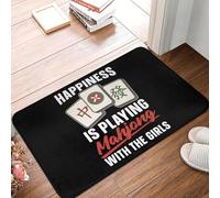 OOAXBEED Mahjong La felicità è giocare a Mahjong Gioco Porta d'ingresso Pavimento Tappetini d'ingresso Bagno esterno Cucina Zerbino Tappeto per WC-20x32 inch