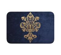 OOAXBEED Tappetini da pavimento per cucina e bagno con motivo Fleur De Lis in filigrana d'oro, zerbino per interni con motivo Fleur De Lis e fiori di giglio, tappeto per ingresso e toilette