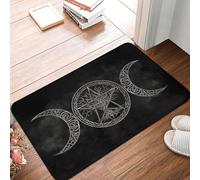 OOAXBEED Tappeto d'ingresso per porta d'ingresso con tripla luna e pentagramma, per esterni, pagano, wicca, cucina, bagno, garage-20x32 inch